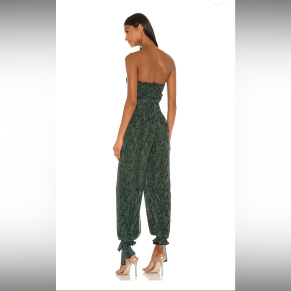 Michael Costello x REVOLVE Gwendolyn Jumpsuit in Green Snake small nwt strapless - Picture 3 of 8